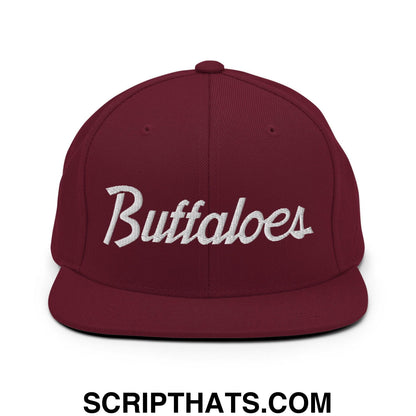 Buffaloes School Mascot Script Snapback Hat Maroon