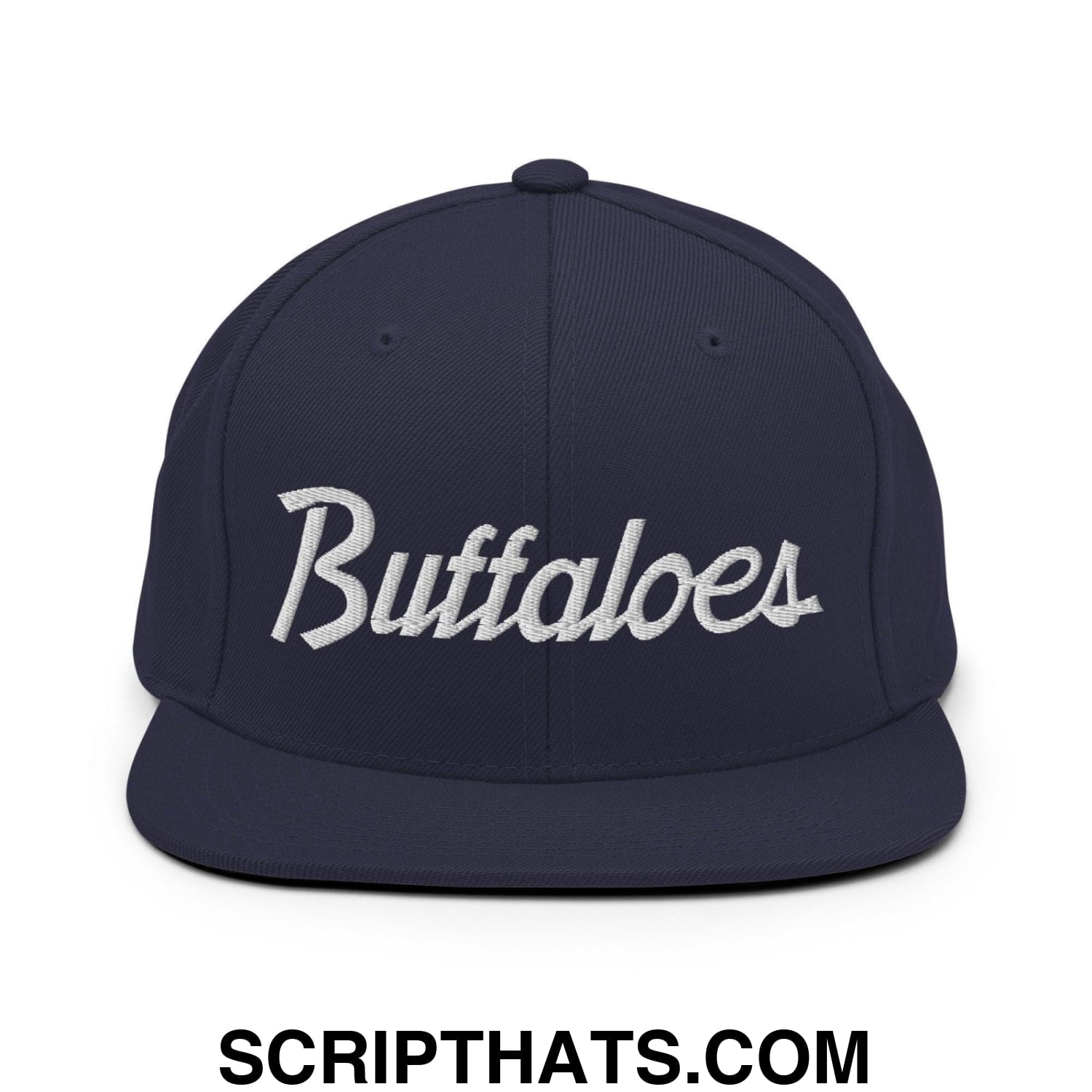 Buffaloes School Mascot Script Snapback Hat Navy