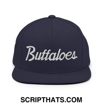 Buffaloes School Mascot Script Snapback Hat Navy