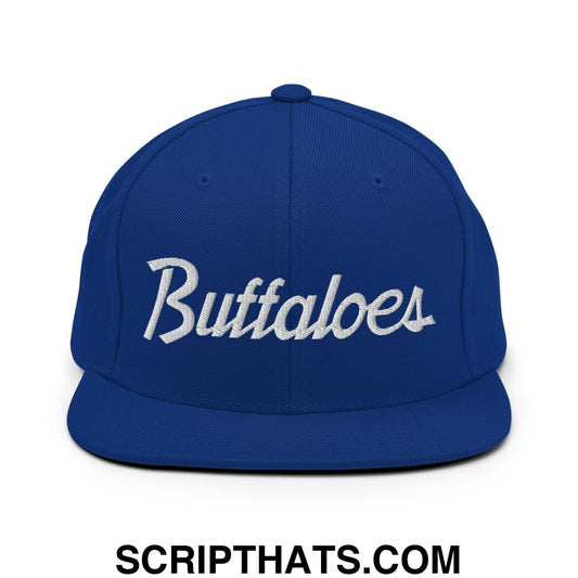 Buffaloes School Mascot Script Snapback Hat Royal Blue