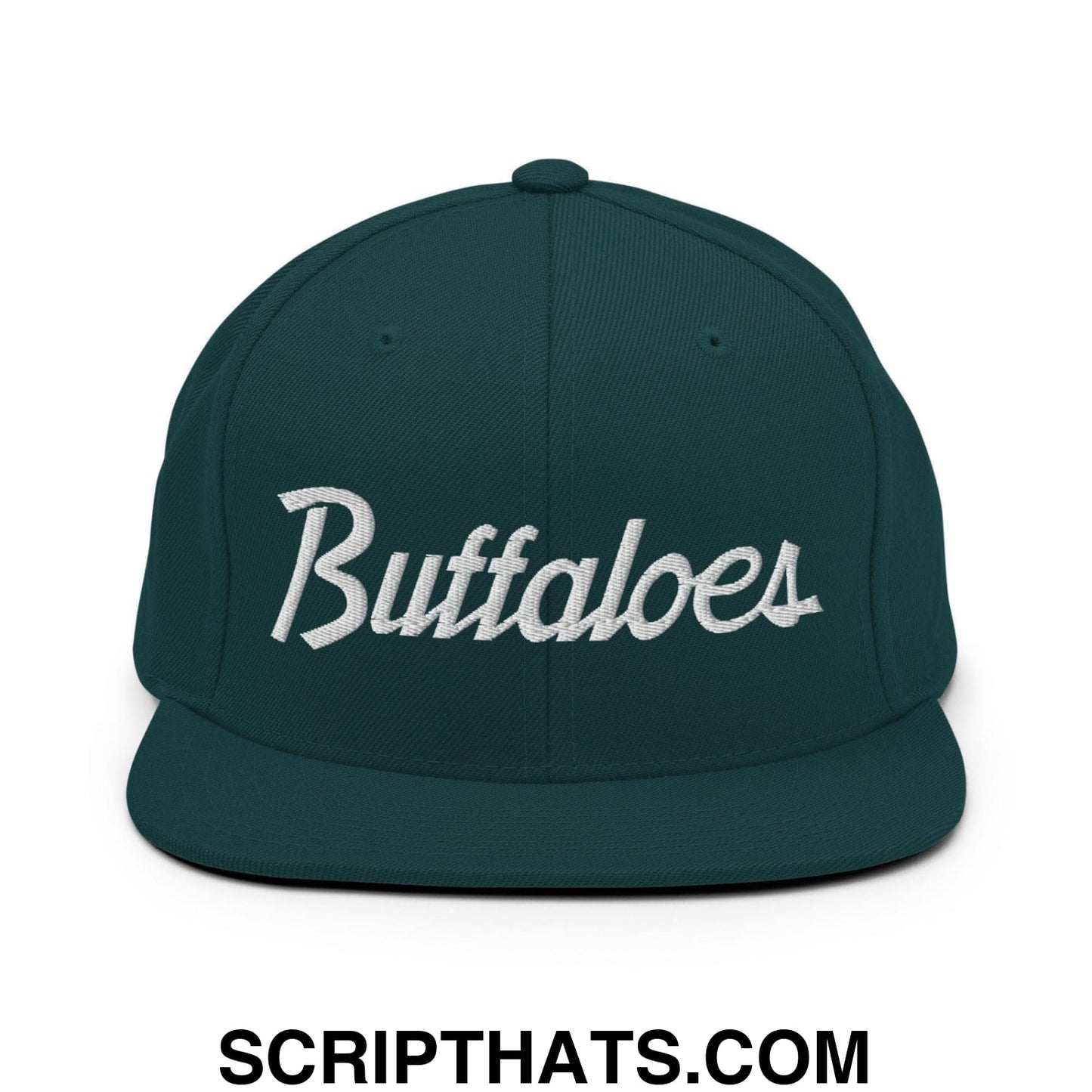 Buffaloes School Mascot Script Snapback Hat Spruce