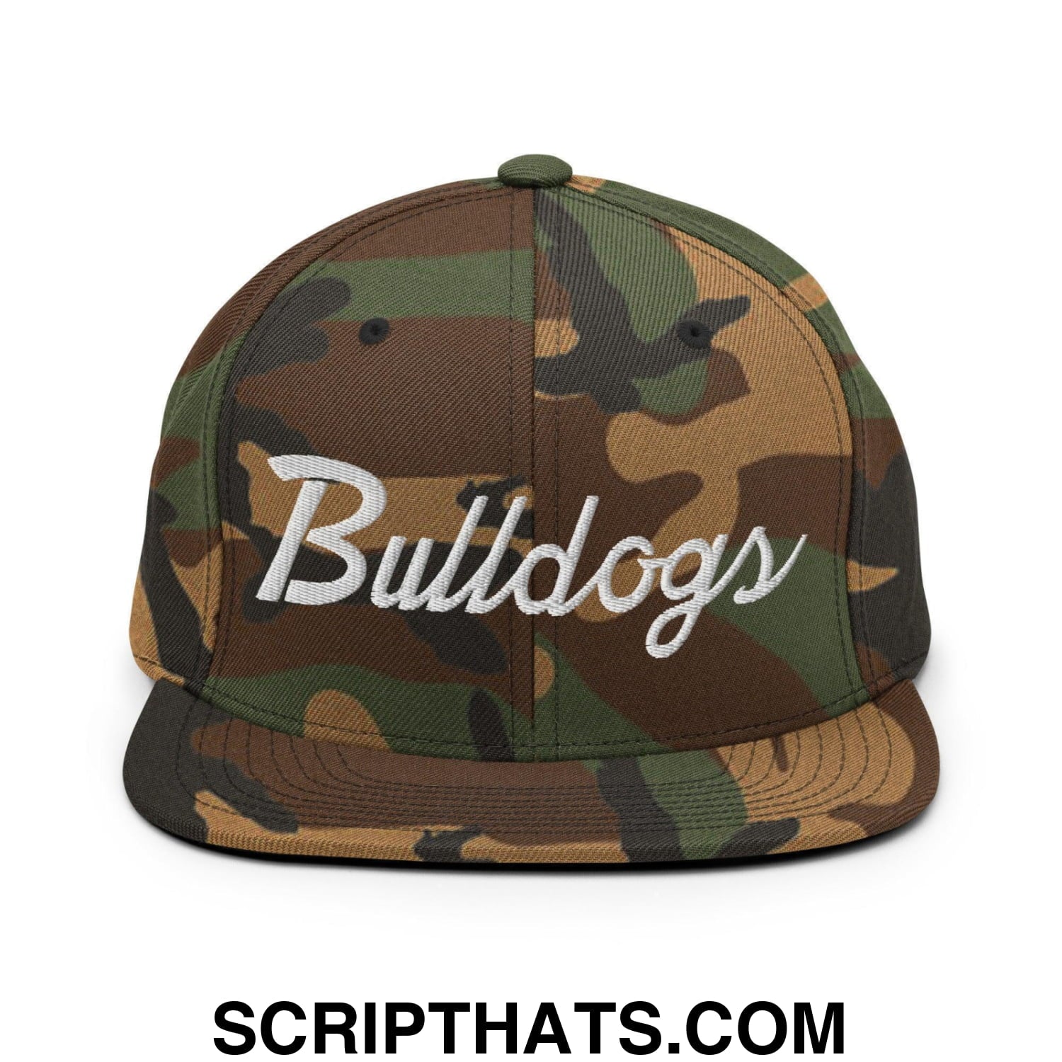 Bulldogs School Mascot Script Snapback Hat