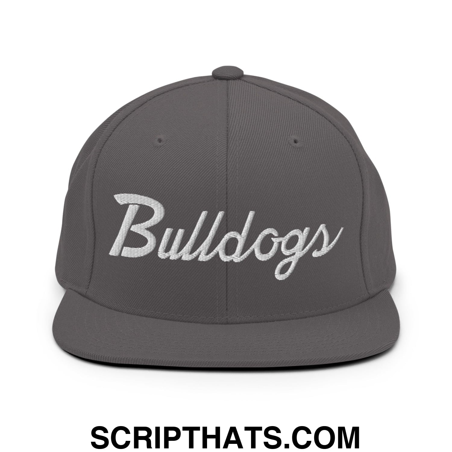 Bulldogs School Mascot Script Snapback Hat Dark Grey