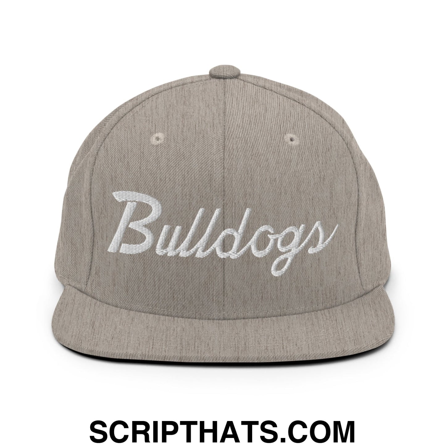 Bulldogs School Mascot Script Snapback Hat Heather Grey