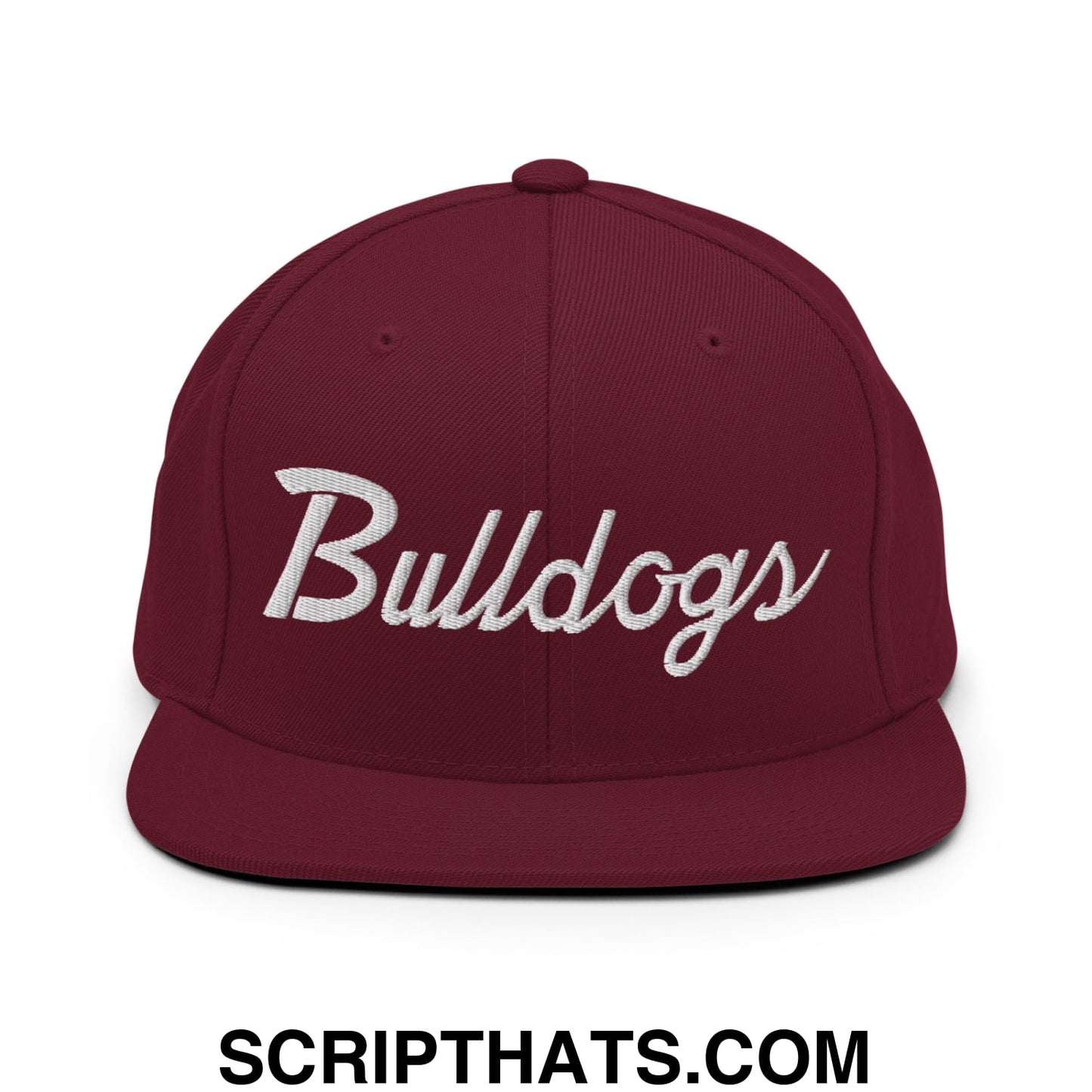 Bulldogs School Mascot Script Snapback Hat Maroon