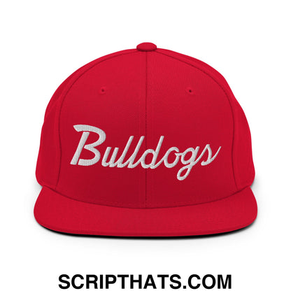 Bulldogs School Mascot Script Snapback Hat Red