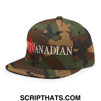 Buy Canadian Maple Leaf Embroidered Flat Brim Bill Snapback Hat Green Camo