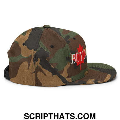 Buy Canadian Maple Leaf Embroidered Flat Brim Bill Snapback Hat Green Camo