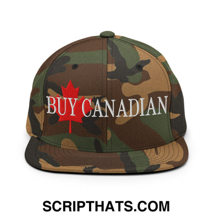 Buy Canadian Maple Leaf Embroidered Flat Brim Bill Snapback Hat Green Camo