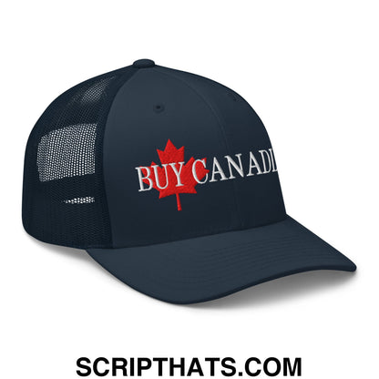 Buy Canadian Maple Leaf Embroidered Mesh Trucker Hat Navy