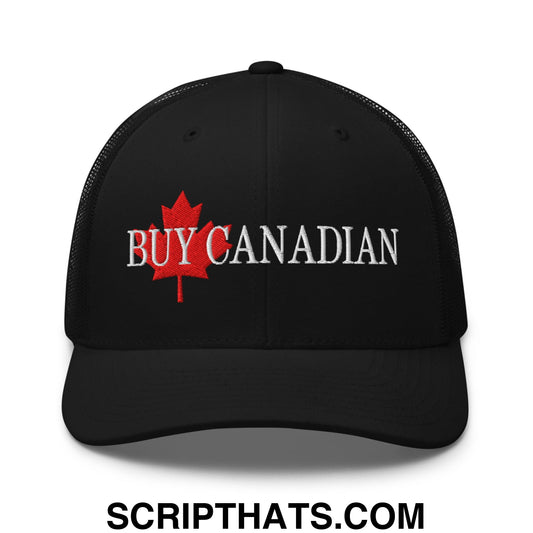 Buy Canadian Maple Leaf Embroidered Mesh Trucker Hat Black