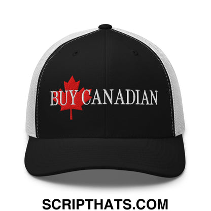 Buy Canadian Maple Leaf Embroidered Mesh Trucker Hat Black White