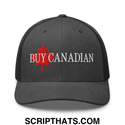 Buy Canadian Maple Leaf Embroidered Mesh Trucker Hat Dark Heather Gray