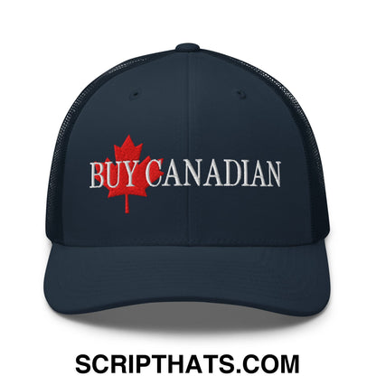 Buy Canadian Maple Leaf Embroidered Mesh Trucker Hat Navy