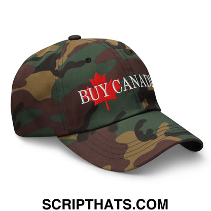 Buy Canadian Maple Leaf Embroidered Unstructured Dad Hat Green Camo
