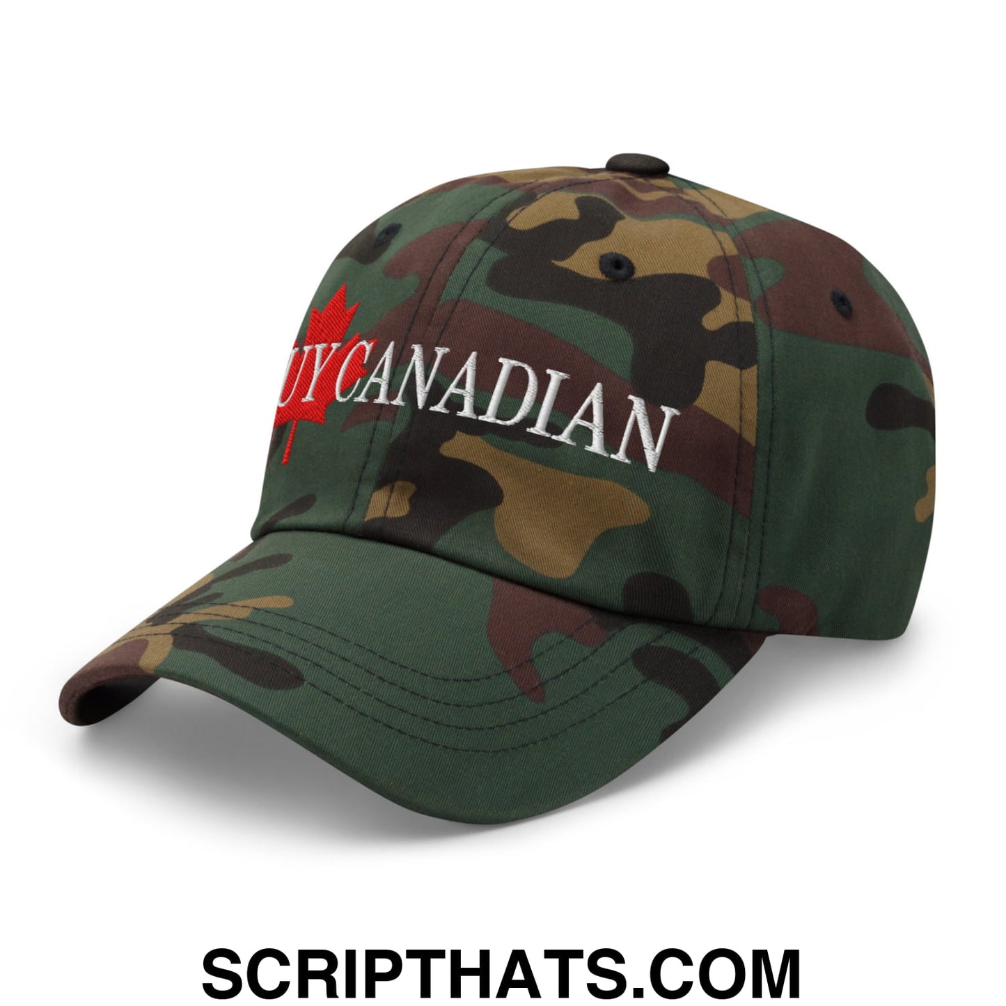Buy Canadian Maple Leaf Embroidered Unstructured Dad Hat Green Camo