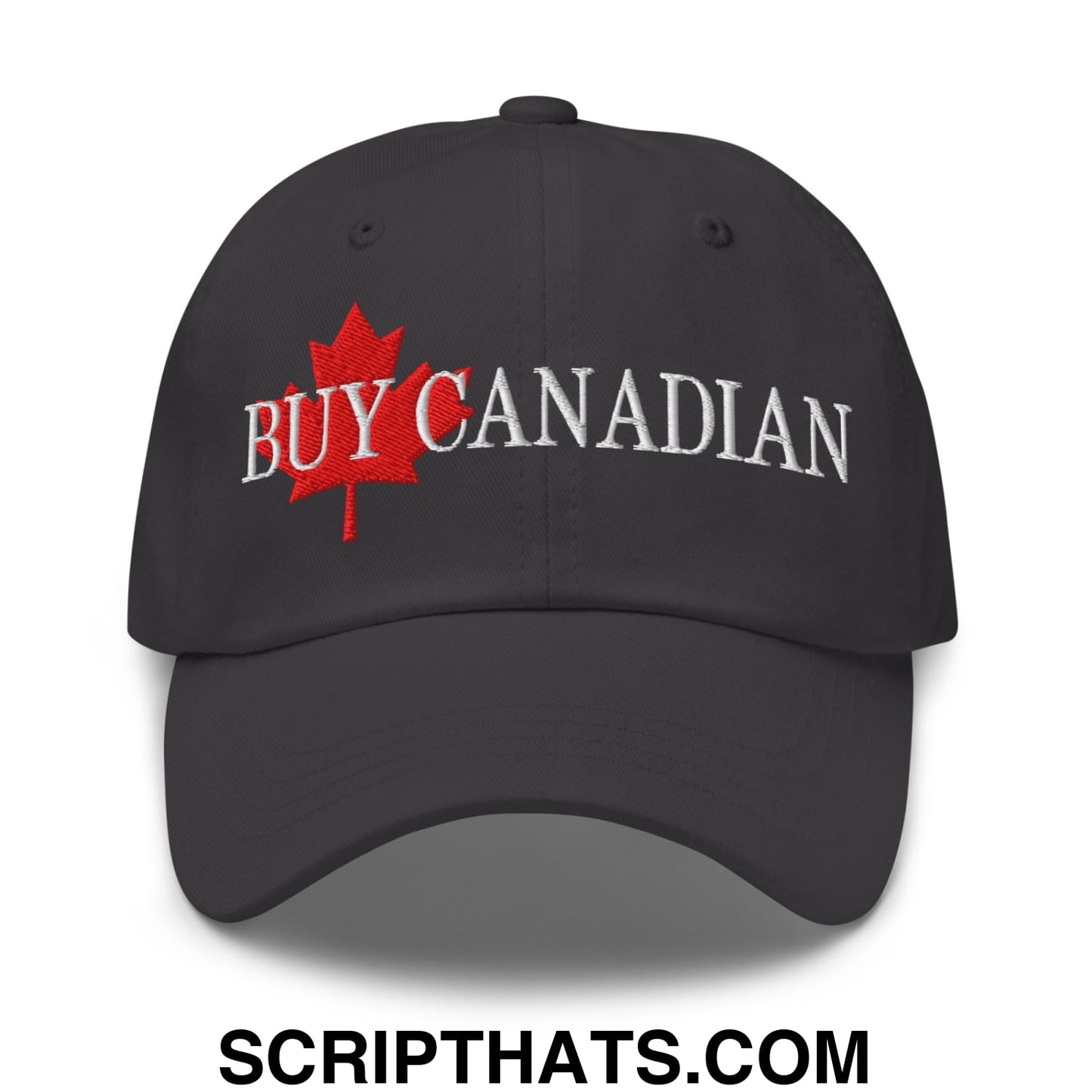 Buy Canadian Maple Leaf Embroidered Unstructured Dad Hat Dark Grey