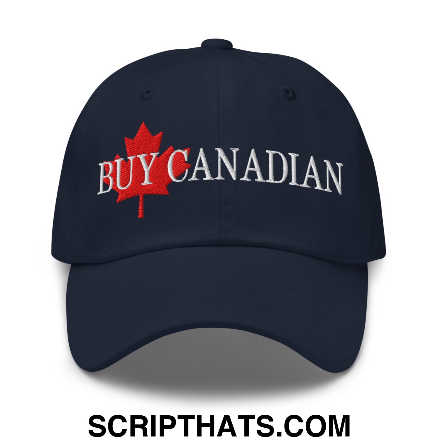 Buy Canadian Maple Leaf Embroidered Unstructured Dad Hat Navy