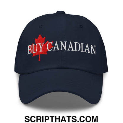 Buy Canadian Maple Leaf Embroidered Unstructured Dad Hat Navy