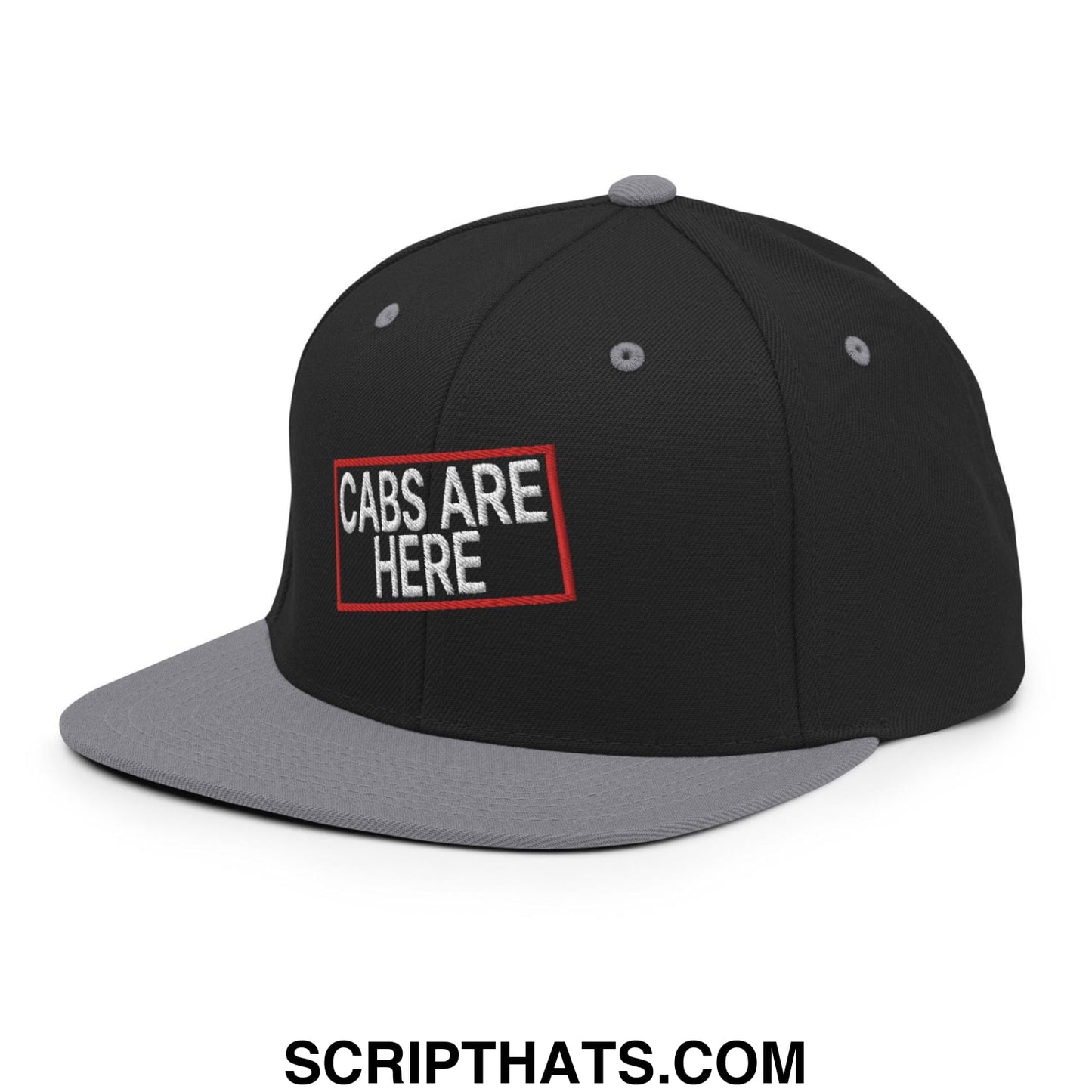 Cabs Are Here Bill Brim Snapback Hat Black Silver