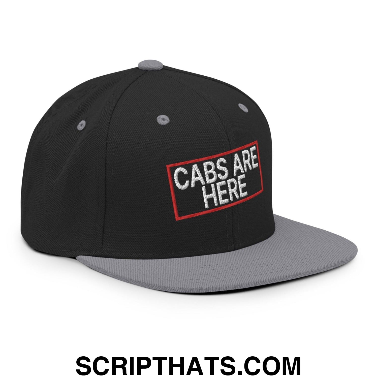 Cabs Are Here Bill Brim Snapback Hat Black Silver