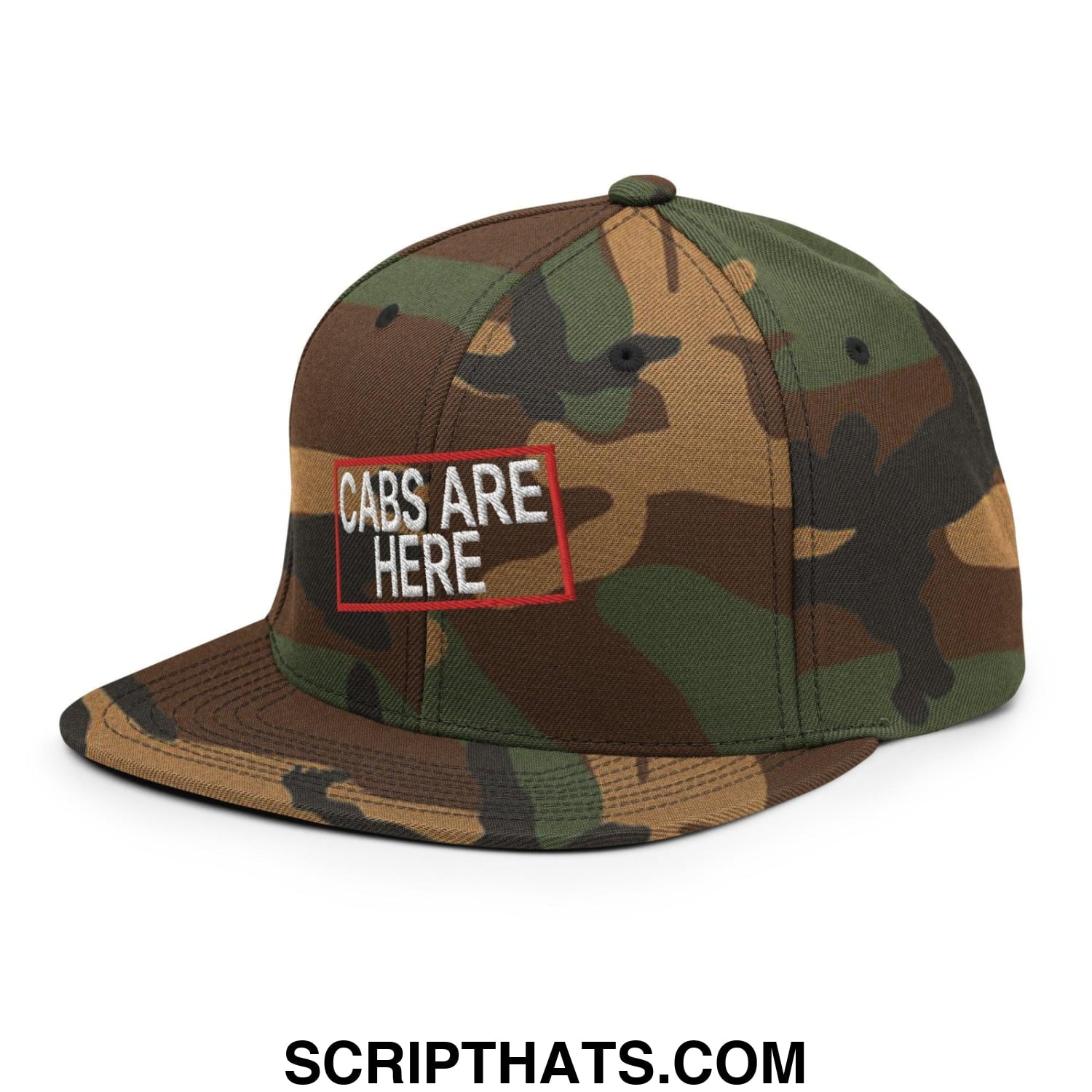 Cabs Are Here Bill Brim Snapback Hat Green Camo