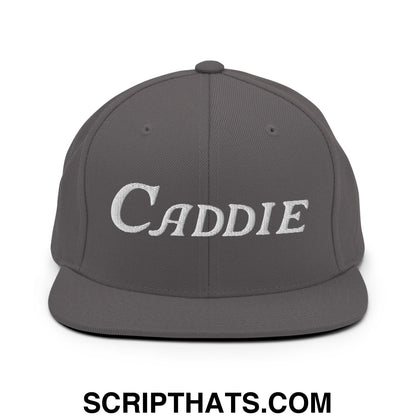 Caddie Embroidered Flat Bill Brim Snapback Hat Dark Grey