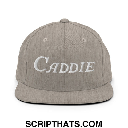 Caddie Embroidered Flat Bill Brim Snapback Hat Heather Grey