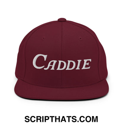 Caddie Embroidered Flat Bill Brim Snapback Hat Maroon