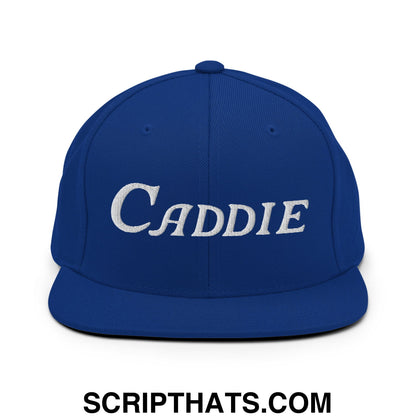 Caddie Embroidered Flat Bill Brim Snapback Hat Royal Blue