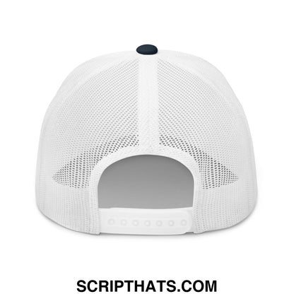 Caddie Embroidered Mesh Trucker Hat Navy White