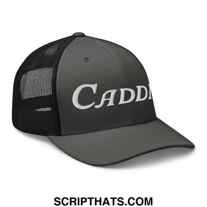 Caddie Embroidered Mesh Trucker Hat Charcoal Black