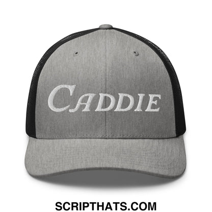 Caddie Embroidered Mesh Trucker Hat Heather Black