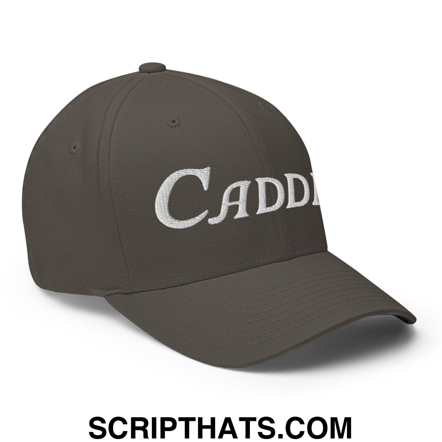 Caddie Embroidered Stretch Fit Golf Hat Dark Grey