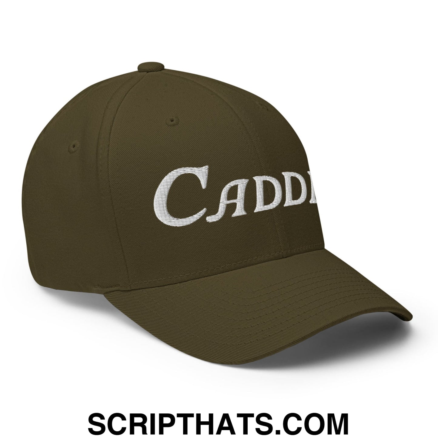 Caddie Embroidered Stretch Fit Golf Hat Olive