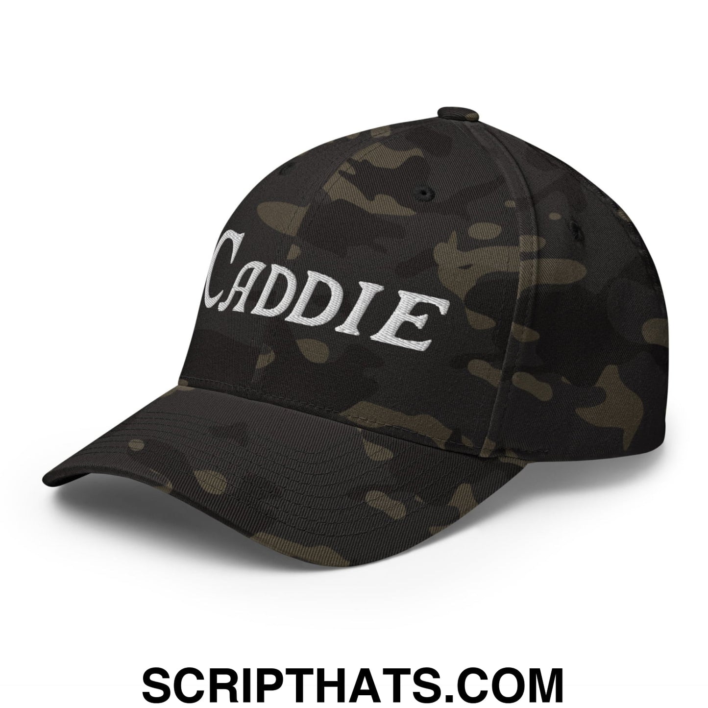 Caddie Embroidered Stretch Fit Golf Hat Multicam Black