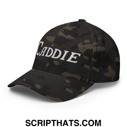 Caddie Embroidered Stretch Fit Golf Hat Multicam Black