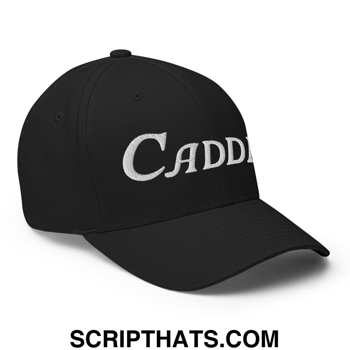Caddie Embroidered Stretch Fit Golf Hat Black