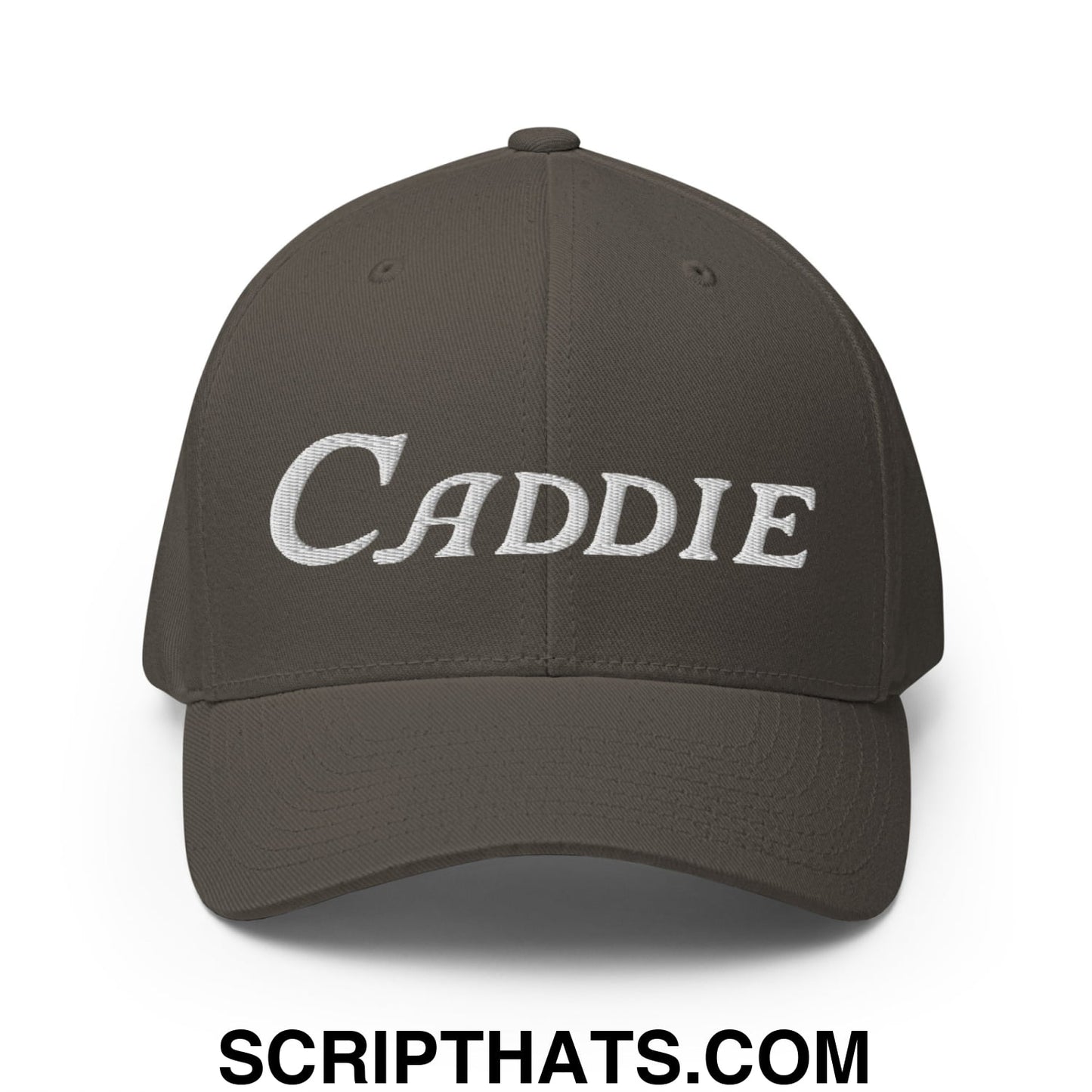 Caddie Embroidered Stretch Fit Golf Hat Dark Grey