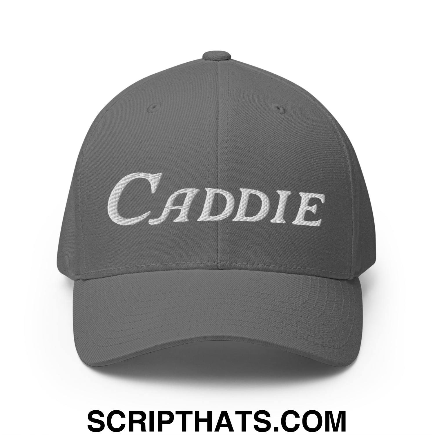Caddie Embroidered Stretch Fit Golf Hat Grey