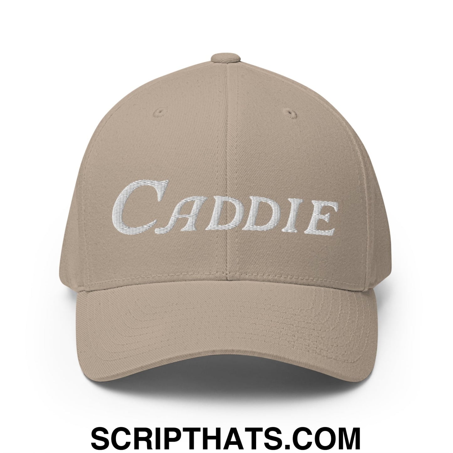 Caddie Embroidered Stretch Fit Golf Hat Khaki
