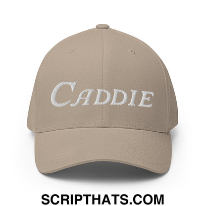 Caddie Embroidered Stretch Fit Golf Hat Khaki
