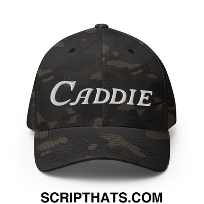 Caddie Embroidered Stretch Fit Golf Hat Multicam Black
