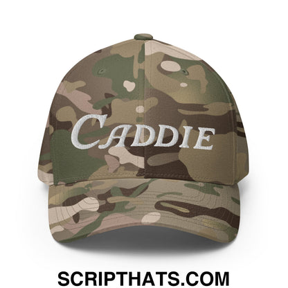 Caddie Embroidered Stretch Fit Golf Hat Multicam Green