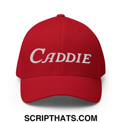Caddie Embroidered Stretch Fit Golf Hat Red