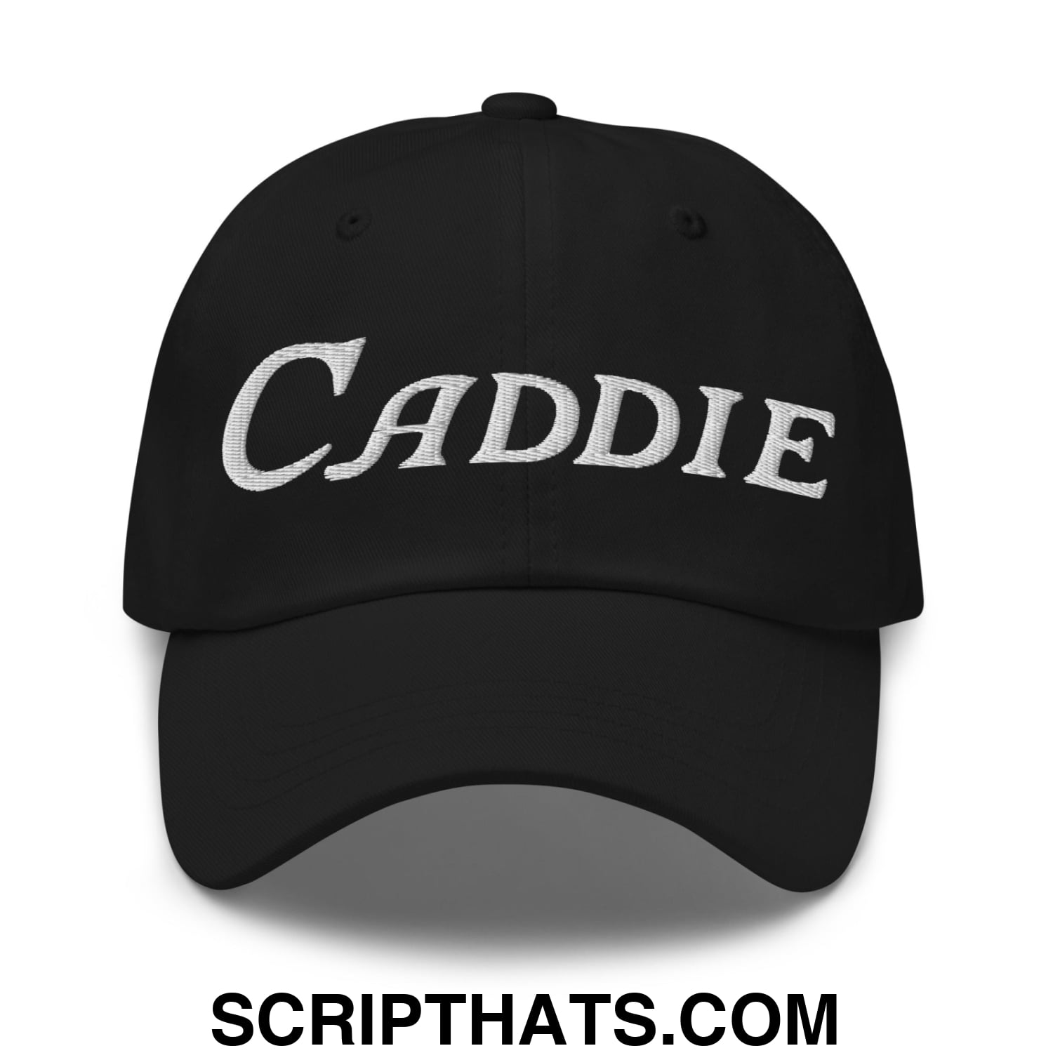 Caddie Embroidered Unstructured Golf Dad Hat Black