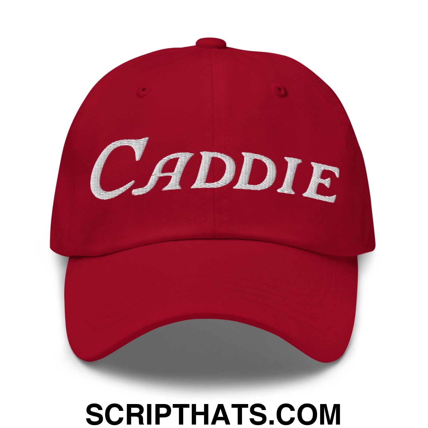 Caddie Embroidered Unstructured Golf Dad Hat Cranberry