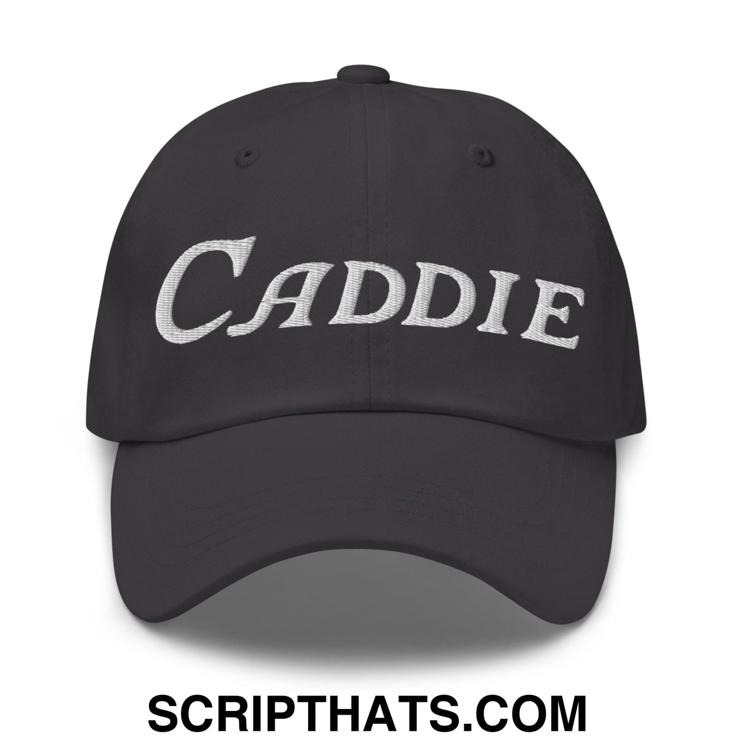 Caddie Embroidered Unstructured Golf Dad Hat Dark Grey