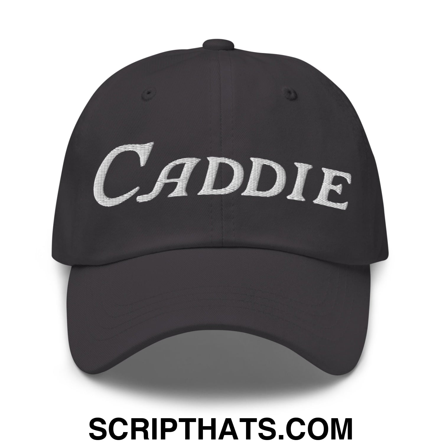 Caddie Embroidered Unstructured Golf Dad Hat Dark Grey