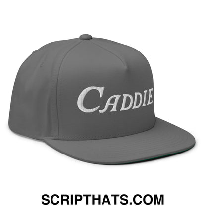 Caddie Flat Brim Bill 5 Panel Golf Snapback Hat Grey